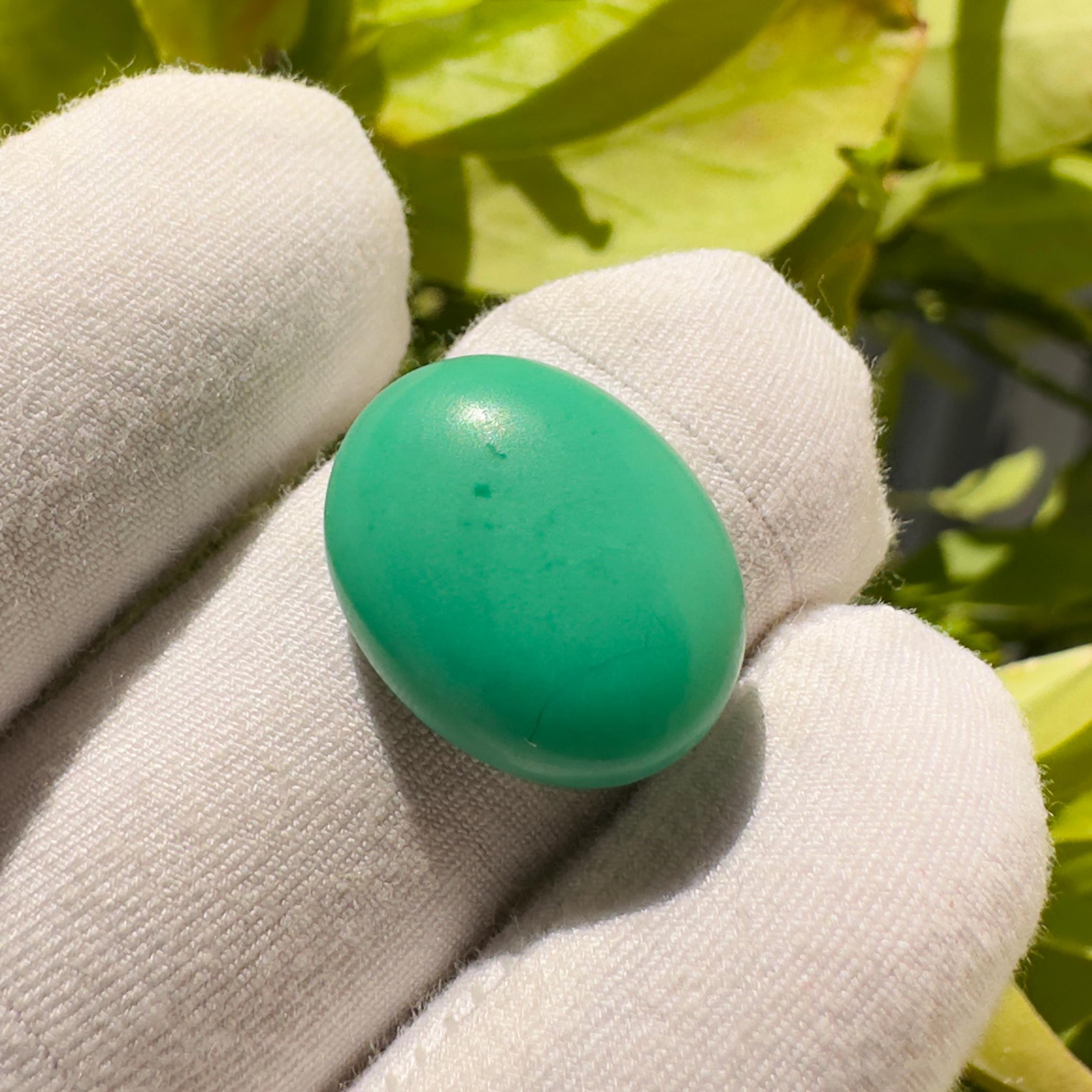 Natural Chrysoprase Oval Cabochon Loose Gemstone 10.55 Carat AAA++ Green Chrysoprase Stone for Jewelry Making