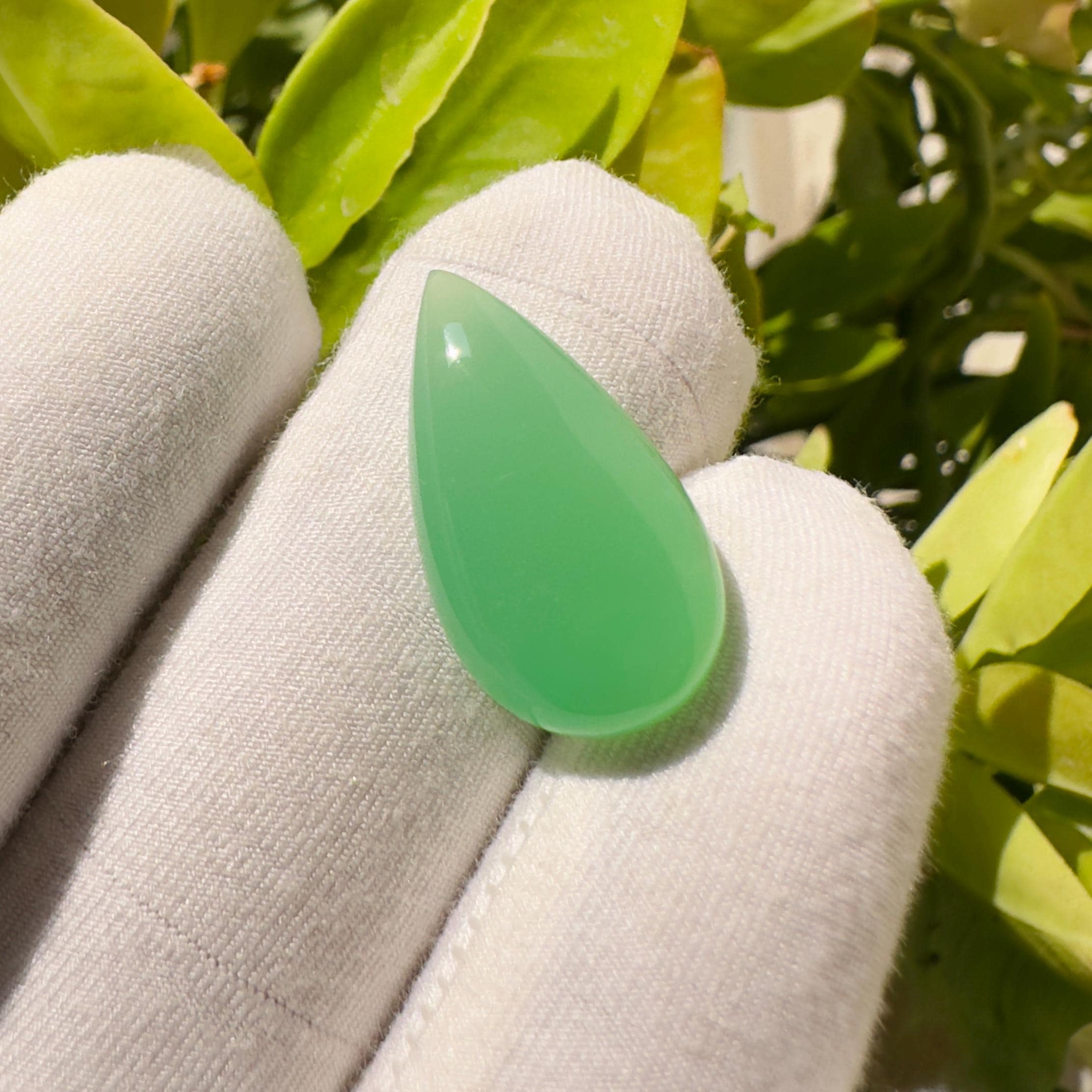 Natural Chrysoprase Pear Cabochon Gemstone 10.25 Ct Green Loose Stone for Pendant Ring Jewelry Making