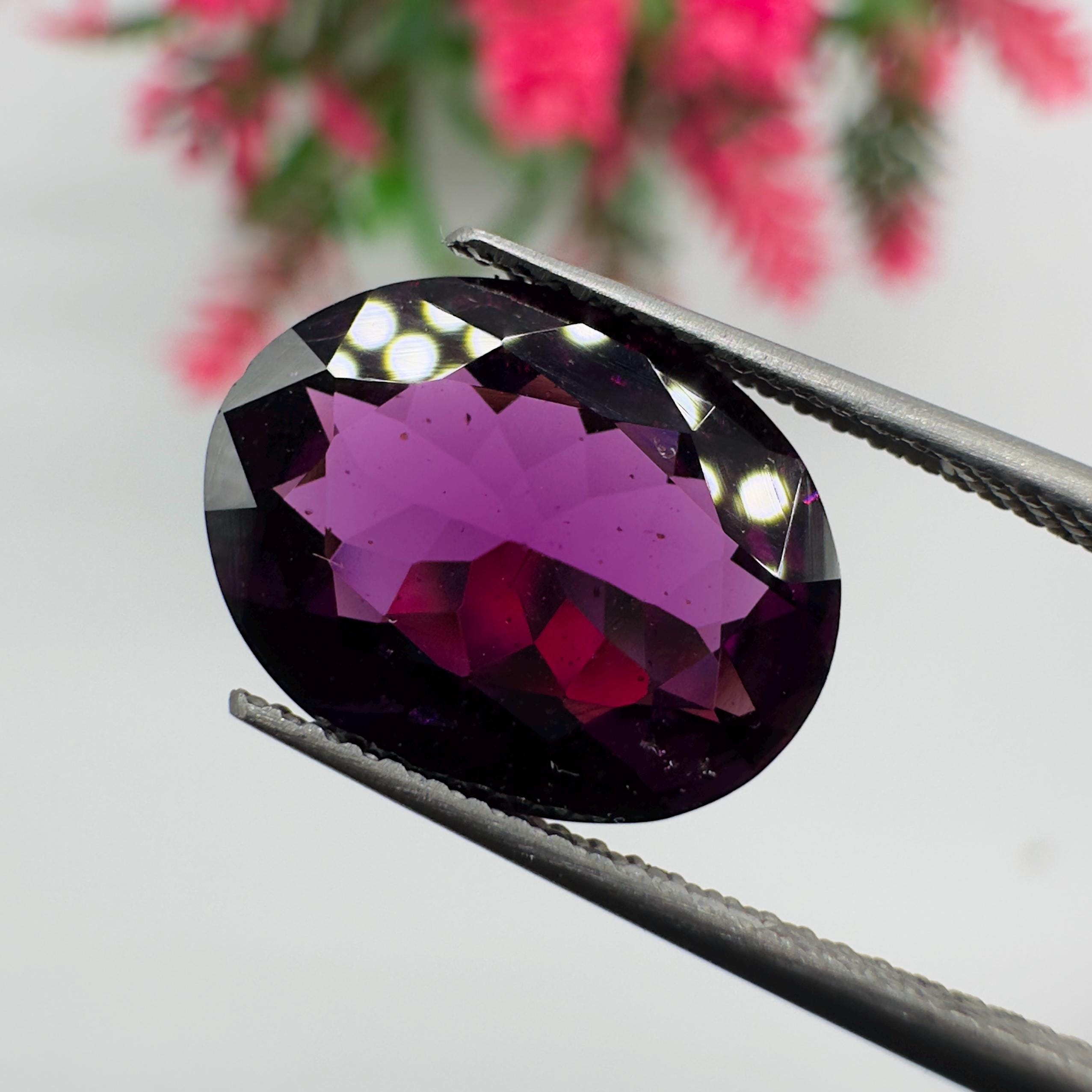 Natural Rhodolite Garnet Faceted Oval Loose Gemstone 4.85 Carat AAA Purple Pink Raspberry Red Garnet Stone for Fine Jewelry