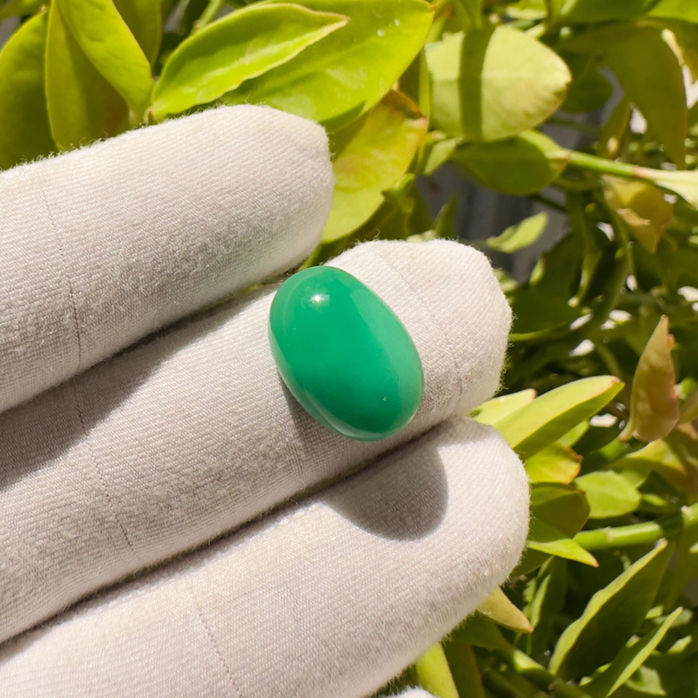 Natural Chrysoprase Oval Cabochon Loose Gemstone 10 Carat AAA Green Chrysoprase Stone for Jewelry Making