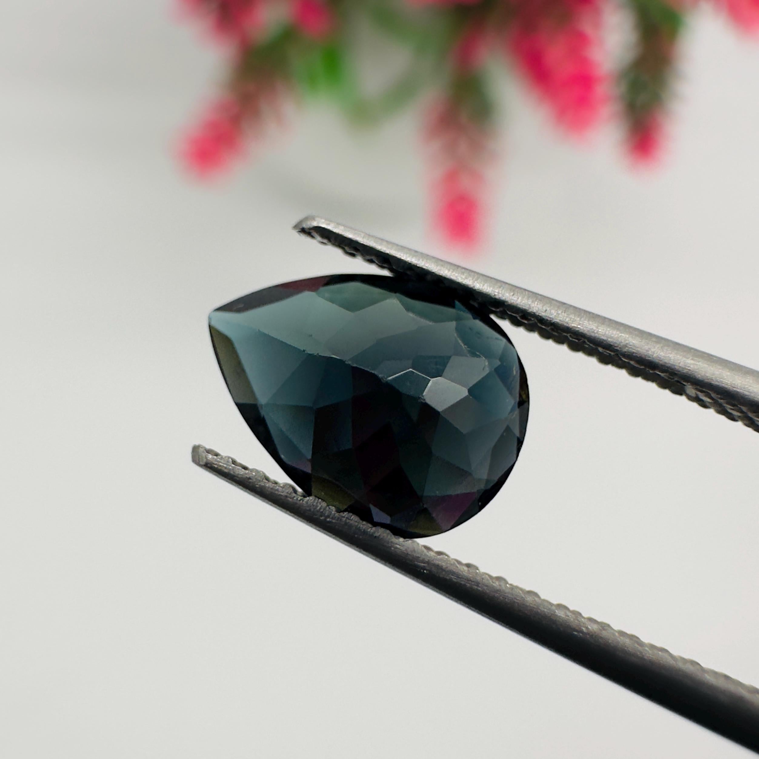 Natural Indicolite Blue Tourmaline Faceted Pear Cut Loose Gemstone 1.15 Carat AAA Deep Blue Tourmaline for Fine Jewelry