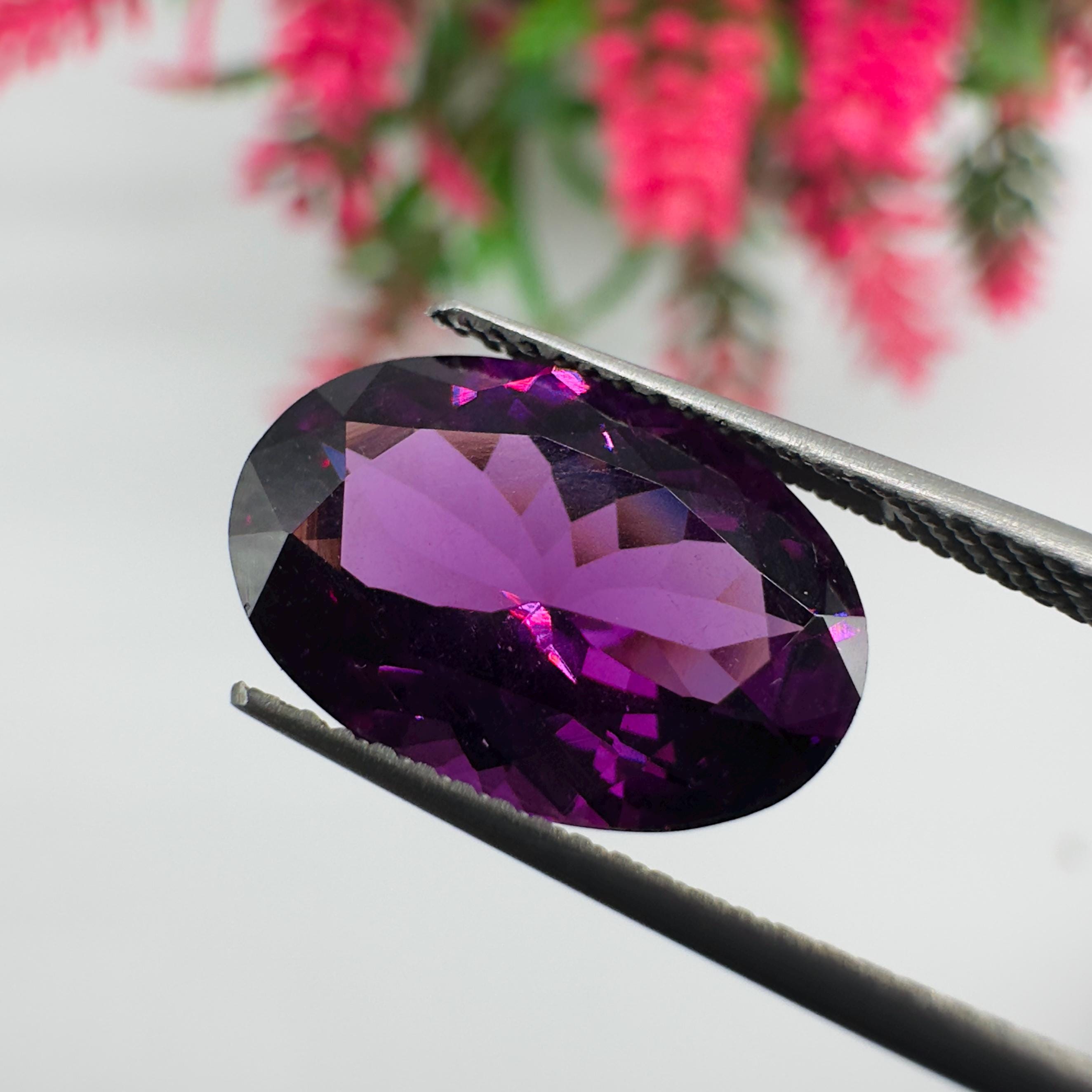 Natural Rhodolite Garnet Faceted Oval Loose Gemstone 5.30 Carat AAA Purple Pink Raspberry Red Garnet Stone for Fine Jewelry