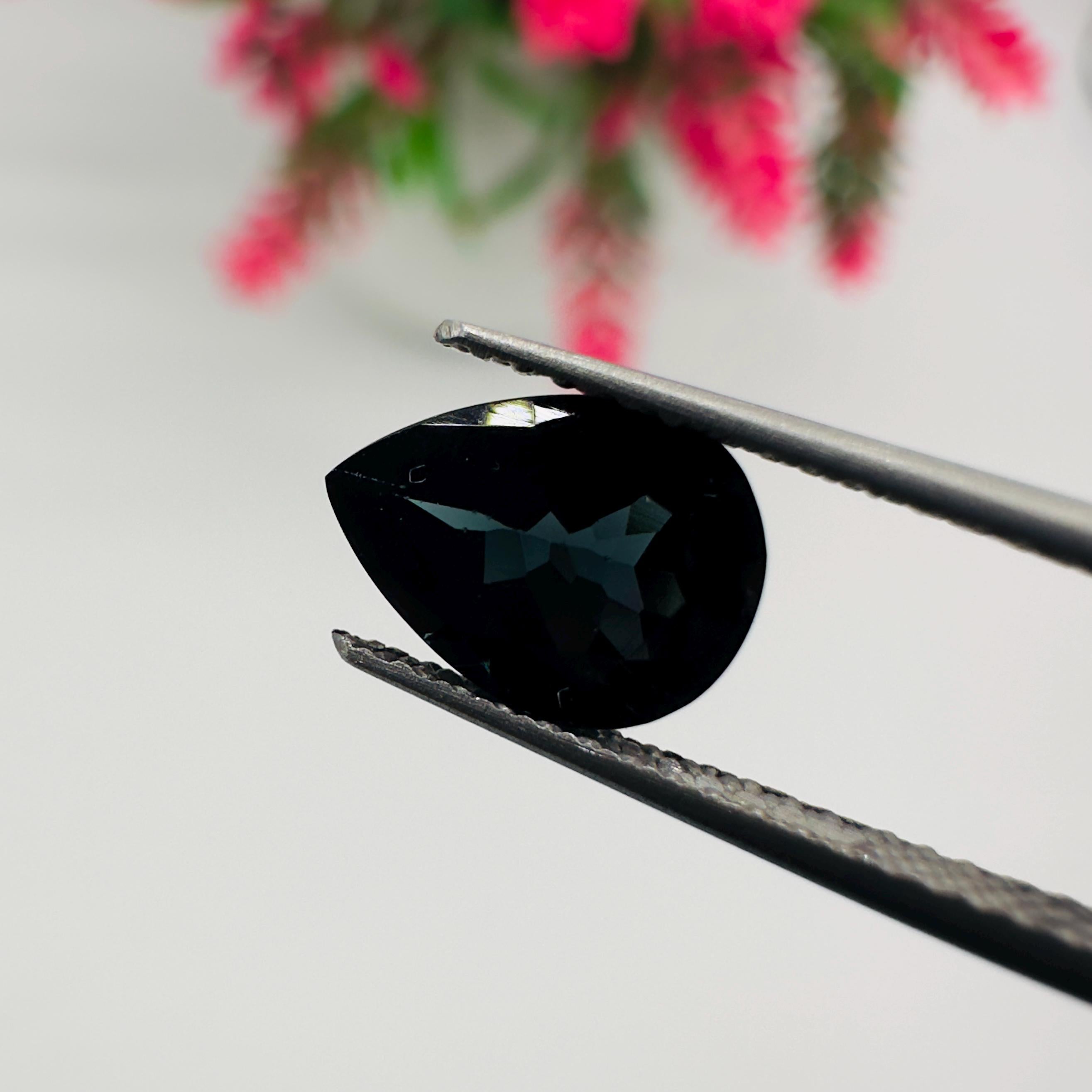 Natural Indicolite Blue Tourmaline Faceted Pear Cut Loose Gemstone 1.15 Carat AAA Deep Blue Tourmaline for Fine Jewelry