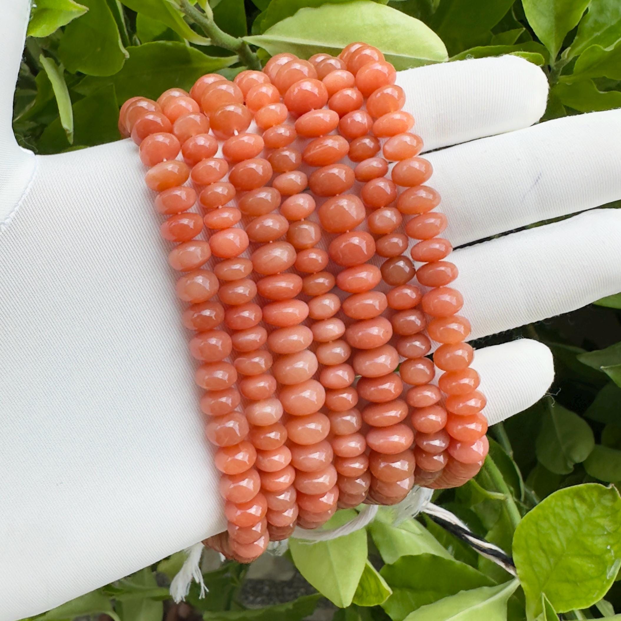 Natural Peach Moonstone Rondelle Beads Strand Smooth Polished Moonstone Beads 10 Inch Strand Jewelry Making Supplies