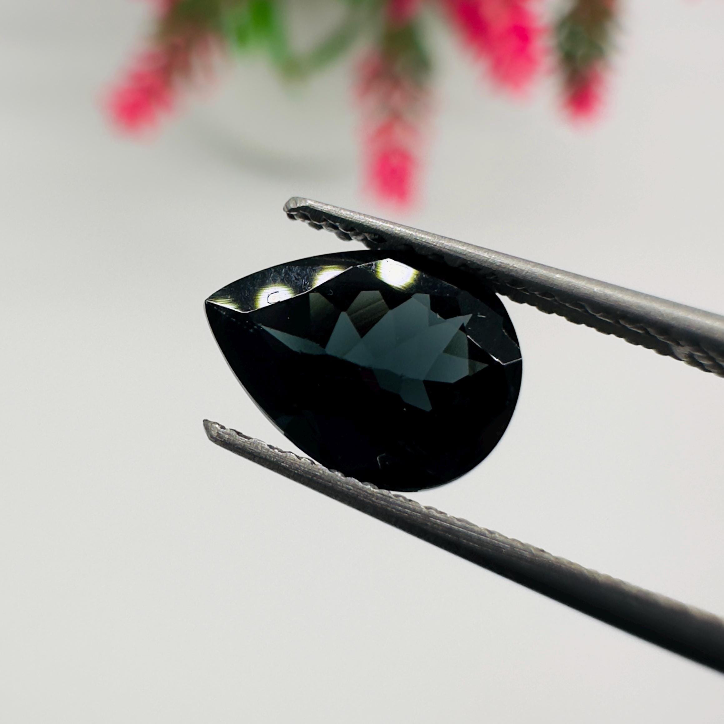 Natural Indicolite Blue Tourmaline Faceted Pear Cut Loose Gemstone 1.15 Carat AAA Deep Blue Tourmaline for Fine Jewelry