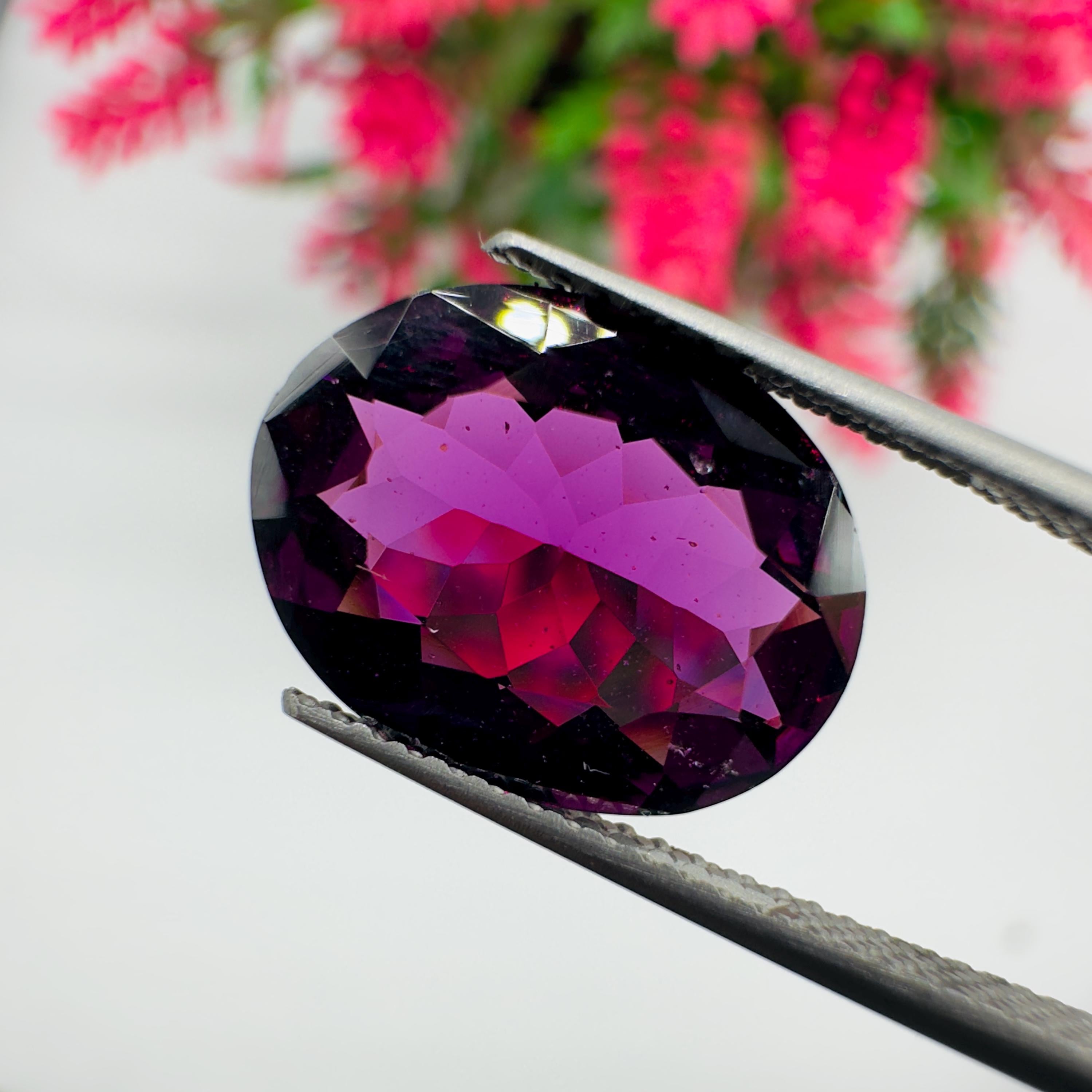 Natural Rhodolite Garnet Faceted Oval Loose Gemstone 4.85 Carat AAA Purple Pink Raspberry Red Garnet Stone for Fine Jewelry