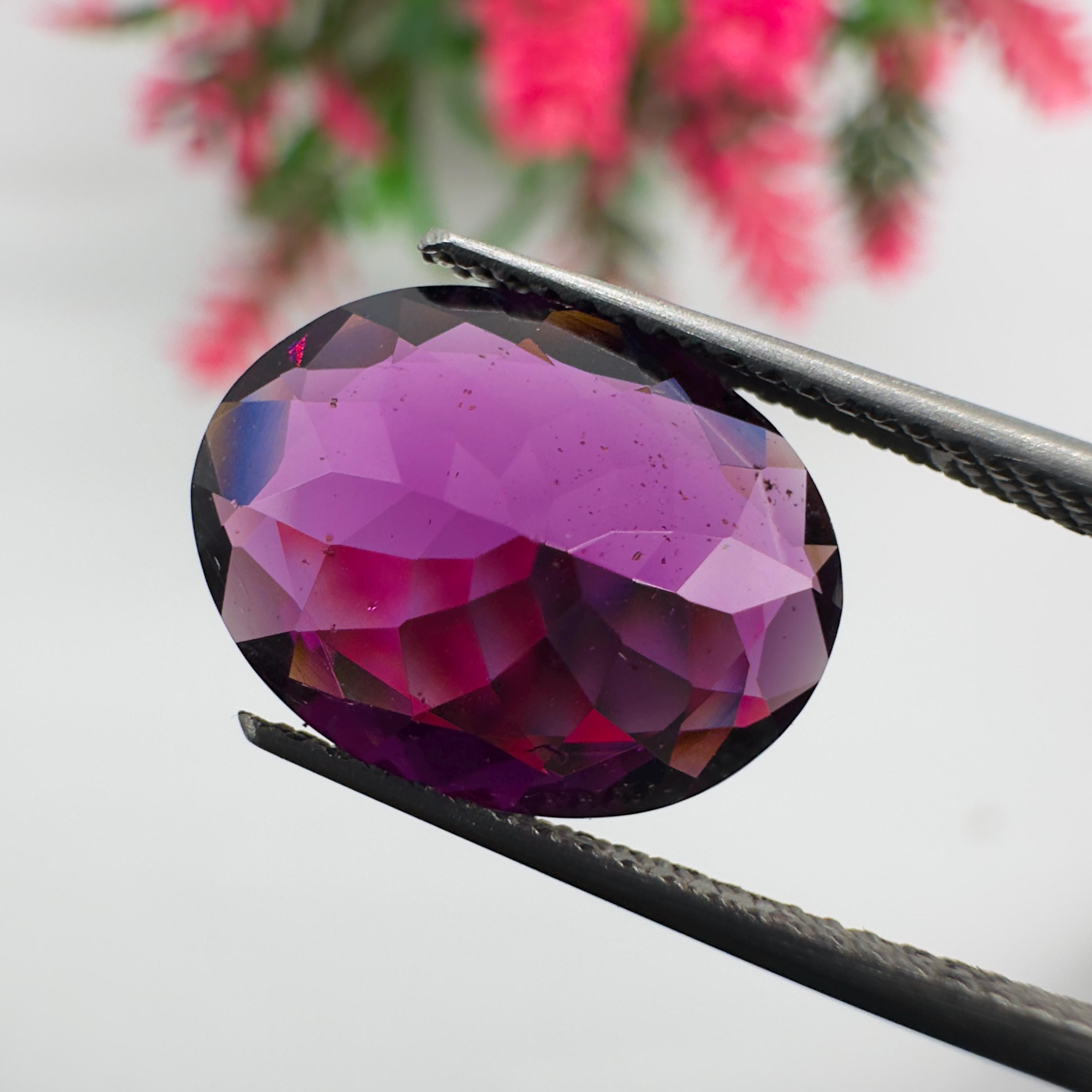 Natural Rhodolite Garnet Faceted Oval Loose Gemstone 4.85 Carat AAA Purple Pink Raspberry Red Garnet Stone for Fine Jewelry