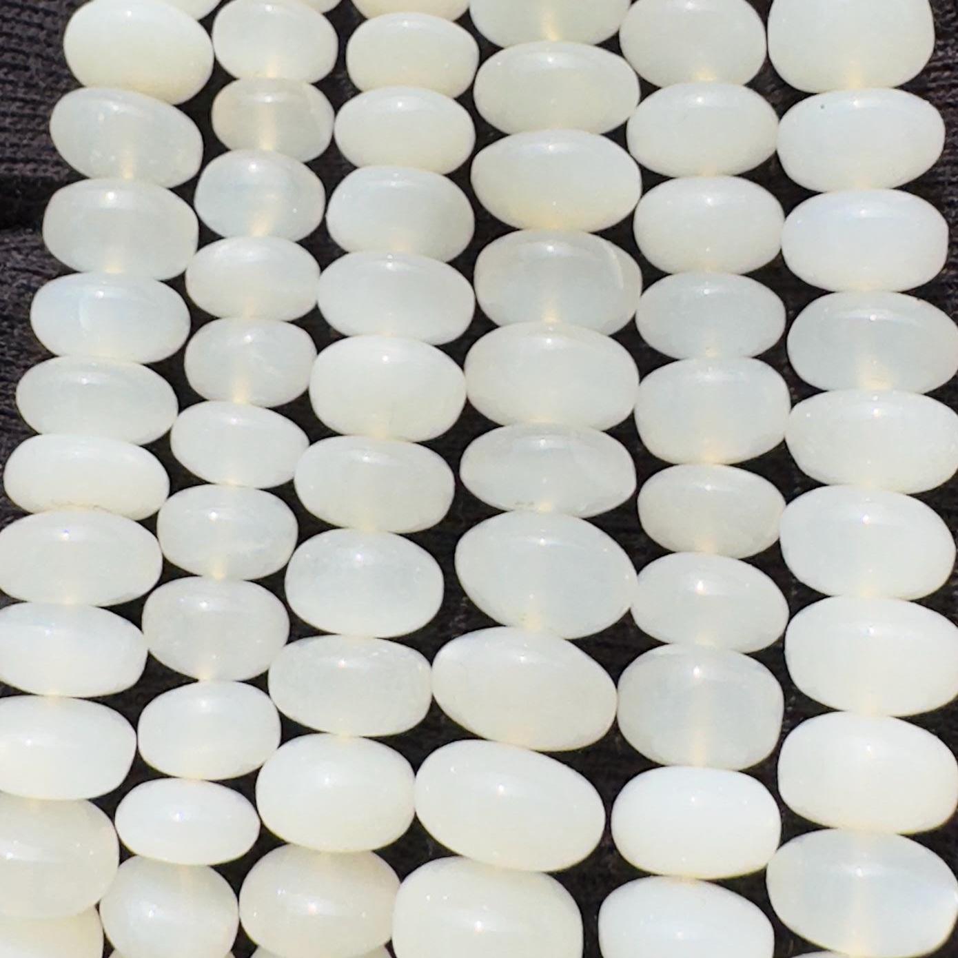 Natural White Moonstone Rondelle Beads Strand Smooth Polished Moonstone Beads 7–9 MM Gemstone Beads for Jewelry Making