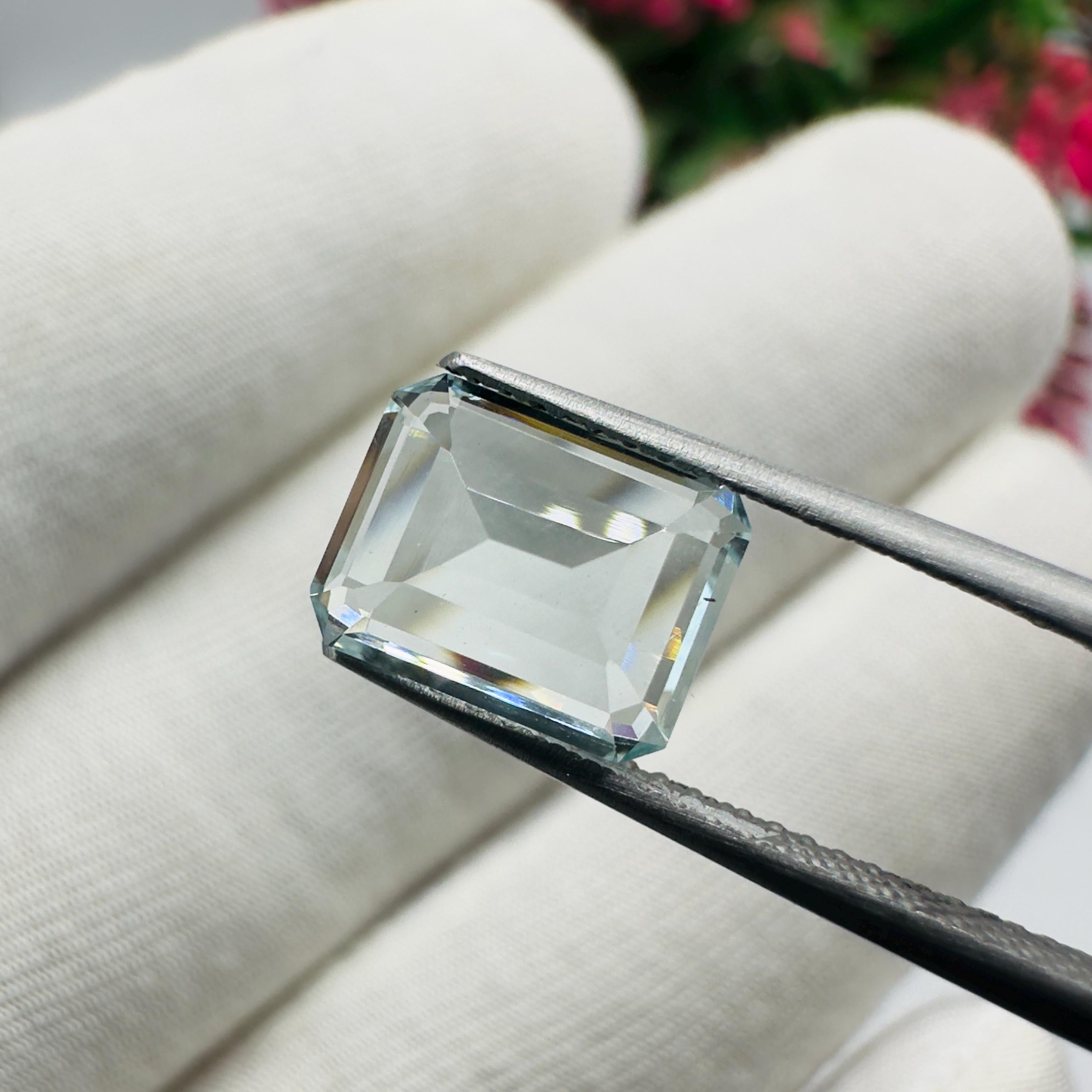 Natural Aquamarine Emerald Cut Loose Gemstone 1.93 Carat AAA Faceted Octagon Light Blue Aquamarine Stone for Fine Jewelry