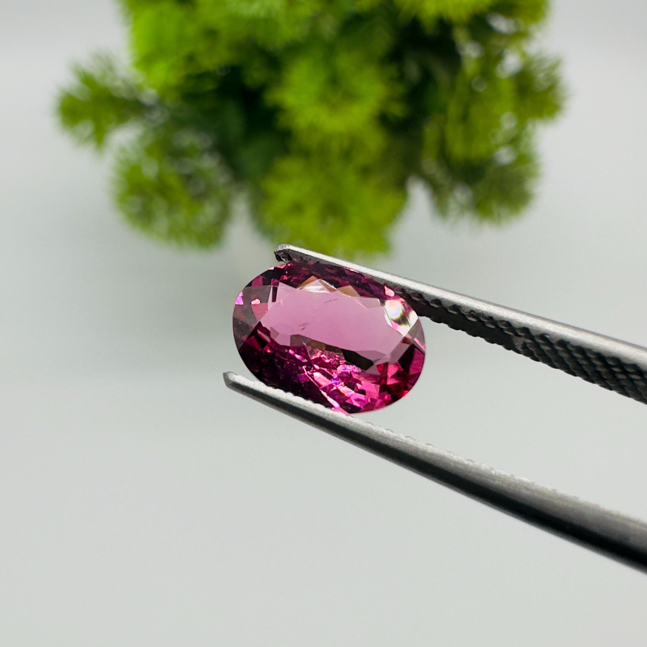 Natural Pink Tourmaline Faceted Oval Cut Loose Gemstone 1.20 Carat AAA Pink Tourmaline Stone for Fine Jewelry