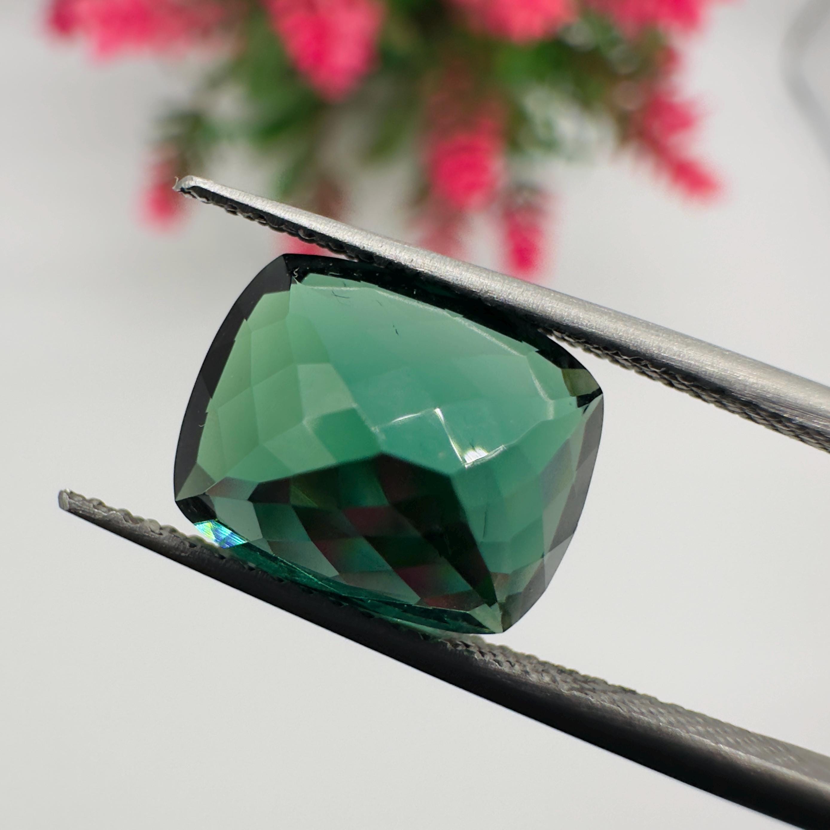 Natural Blue Green Tourmaline Faceted Cushion Cut Loose Gemstone 5.10 Carat AAA Blue Green Tourmaline Stone for Fine Jewelry